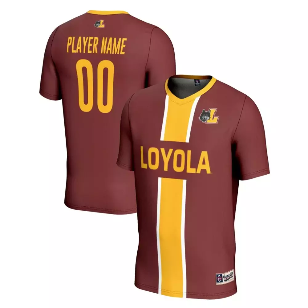 Loyola Jersey Maroon Split Design Yellow White Gameday