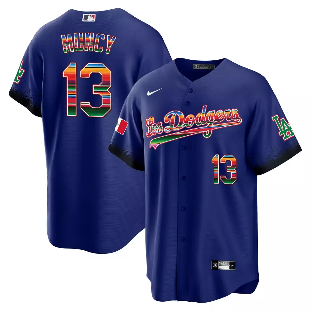 Max Muncy 13 Los Angeles Dodgers Jersey Blue Mexico Flag Men Split Custom Design