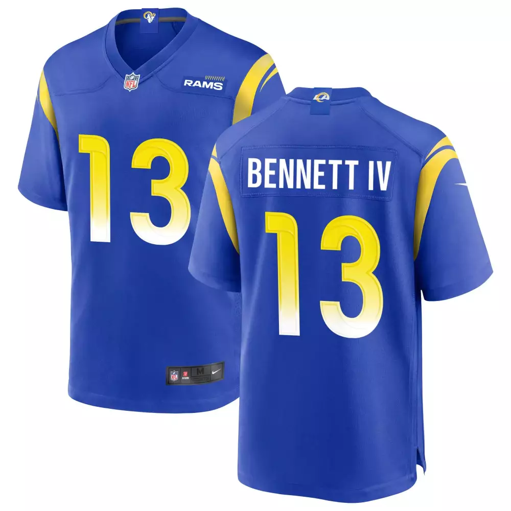 Stetson Bennett Iv 13 Rams Jersey Royal Blue Men White Yellow All Stitched Vapor