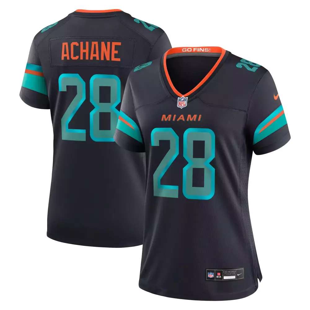 De'von Achane 28 Miami Dolphins Jersey Black Women NFL Alternate Teal Orange All