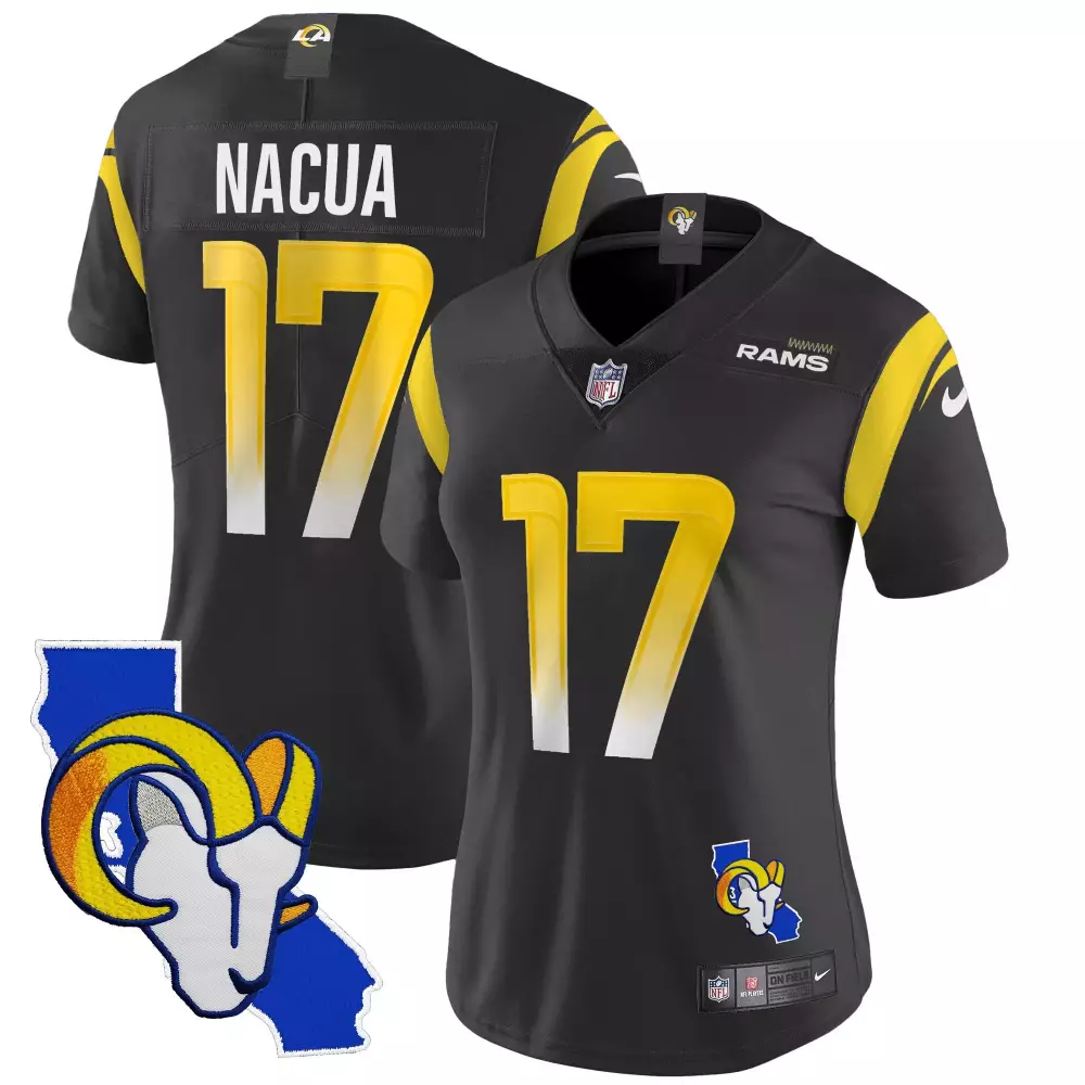 Puka Nacua 17 Rams Jersey Black California Replica Yellow White Vapor Limited All