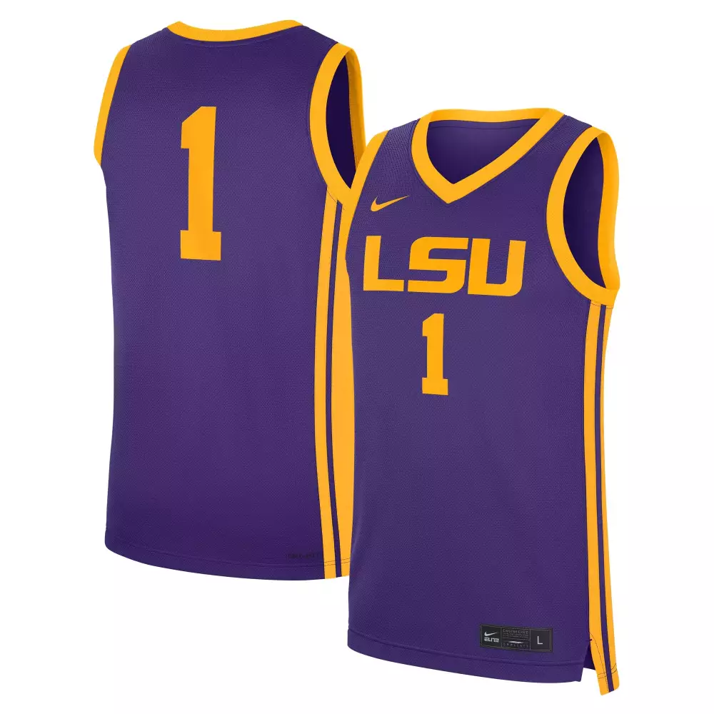 Custom Lsu 1 Jersey Purple Men Gold All Stitched Vapor