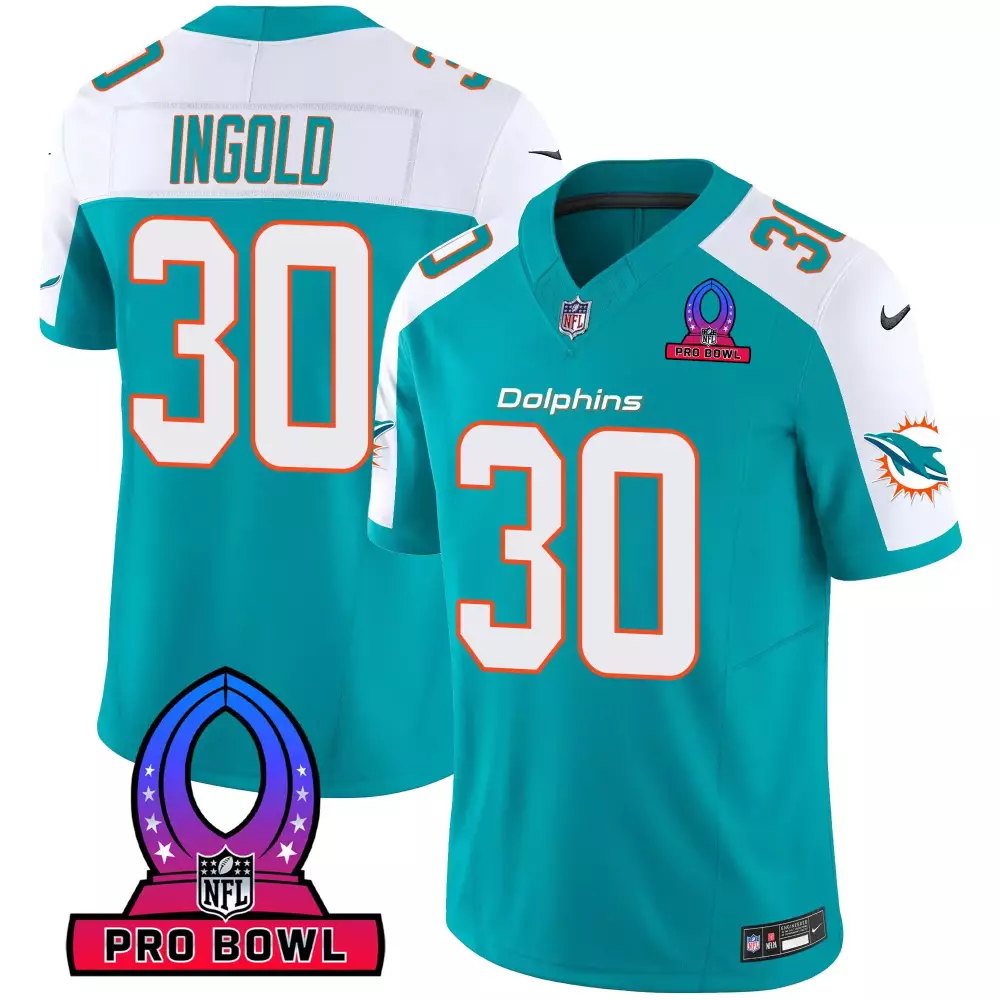 Alec Ingold 30 Dolphins Jersey Teal Pro Bowl Men White Orange Alternate Vapor All