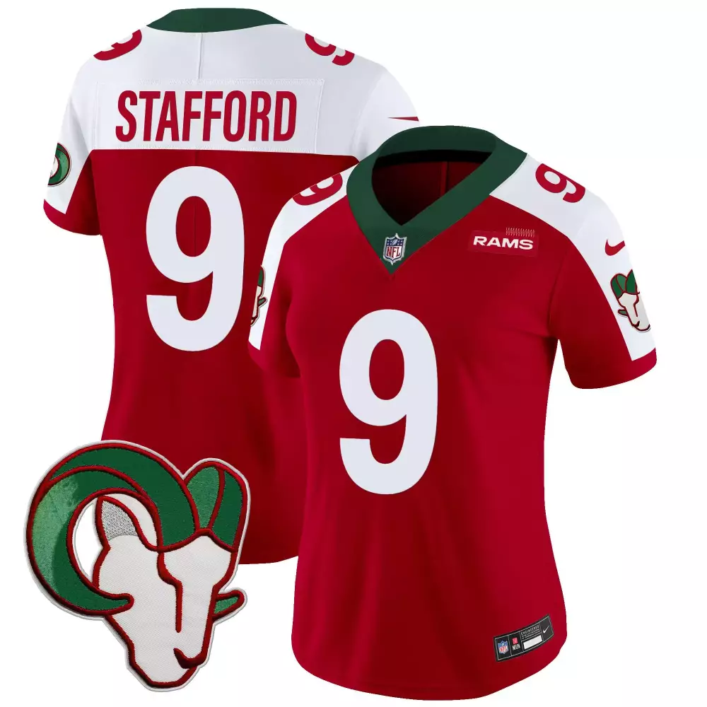Matthew Stafford 9 Rams Jersey Red Color Rush Men Alternate White Green Vapor Limited