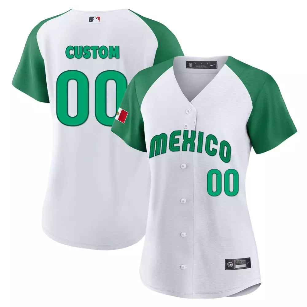Custom Mexico Jersey Green Flag White All Stitched Vapor