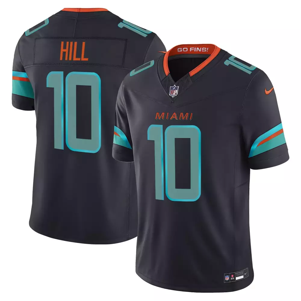 Tyreek Hill 10 Miami Dolphins Jersey Dark Gray Men Alternate Teal Orange Vapor Limited