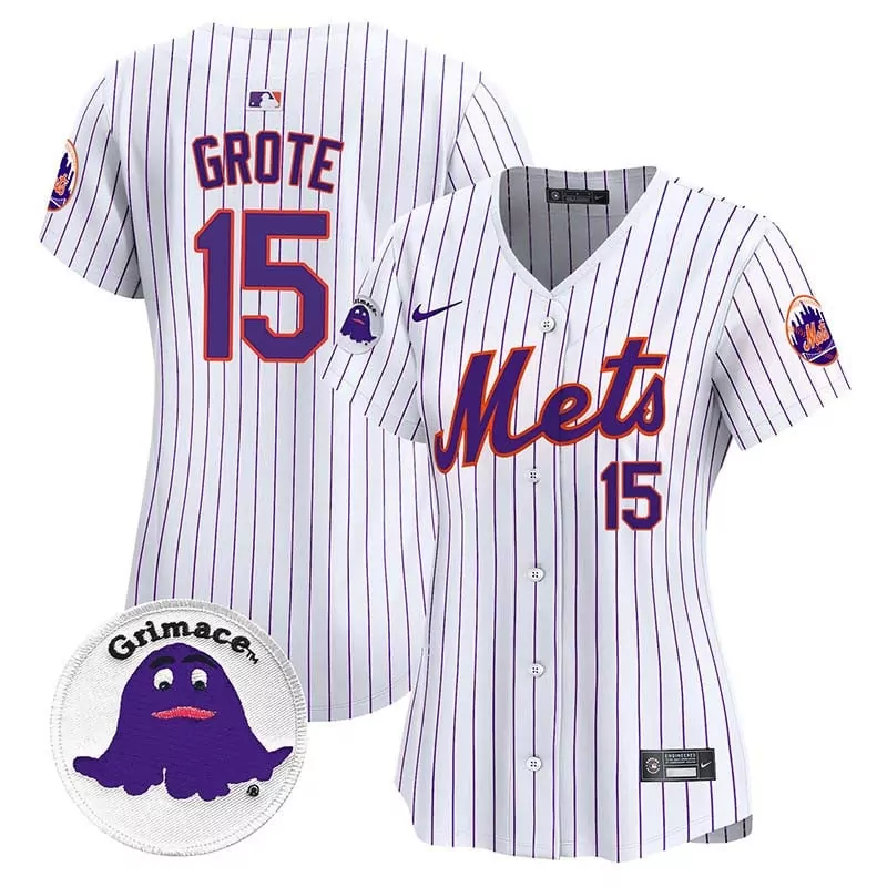 Jerry Grote 15 Mets Jersey White Grimace Women Purple Vapor Premier Limited All Stitched