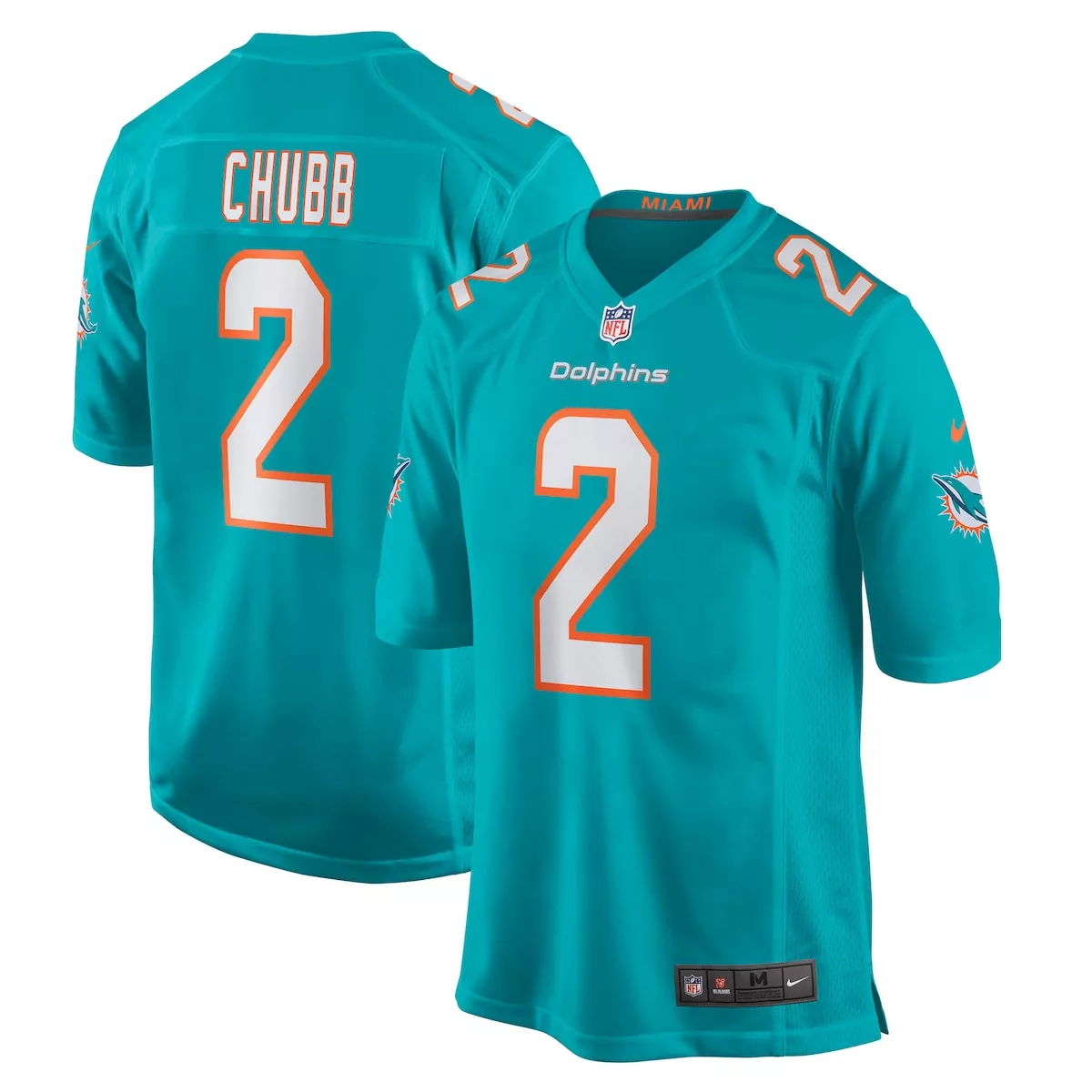Bradley Chubb 2 Dolphins Jersey Teal Men Authentic Orange White Game