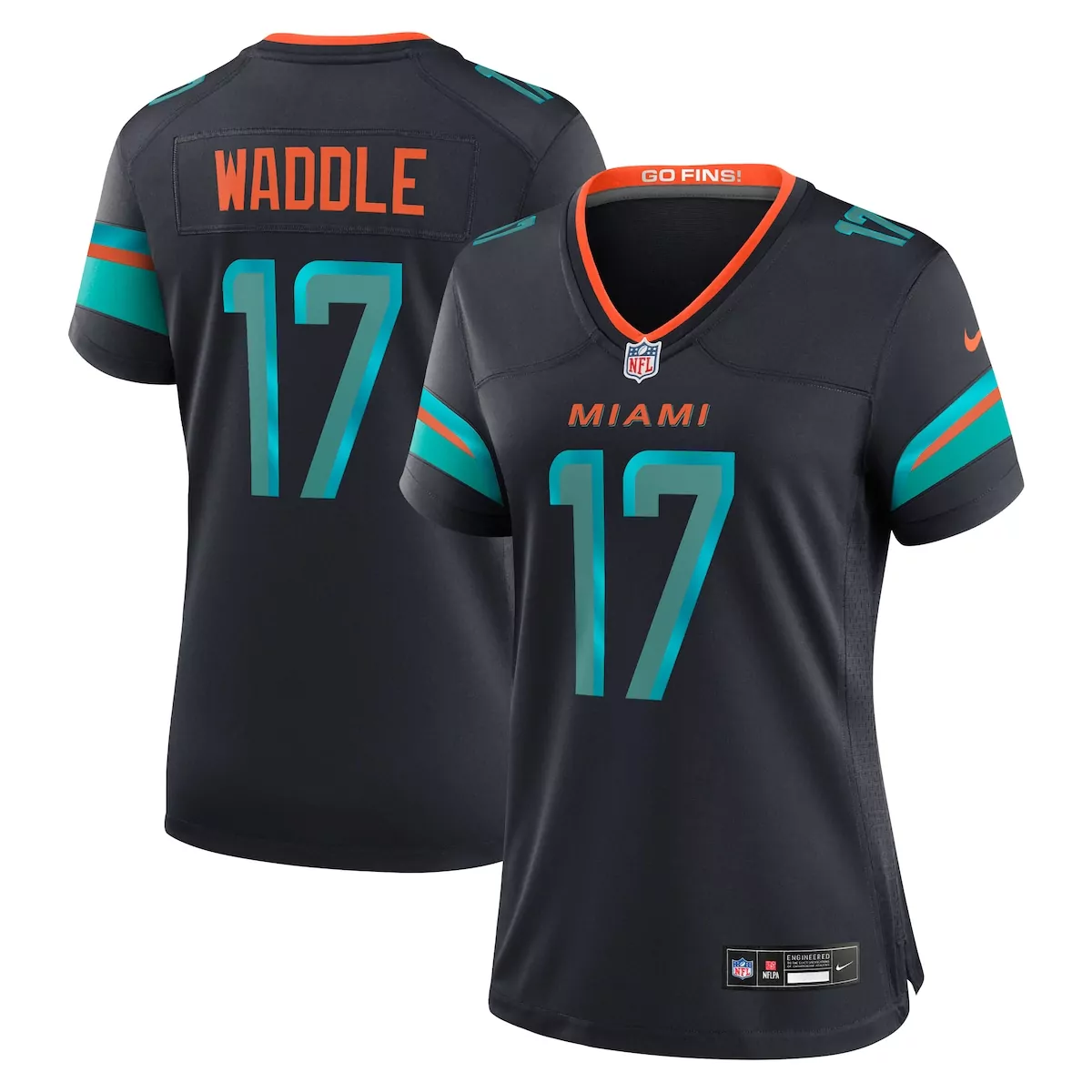 Jaylen Waddle 17 Miami Dolphins Jersey Black Men Official Replica Alternate Orange