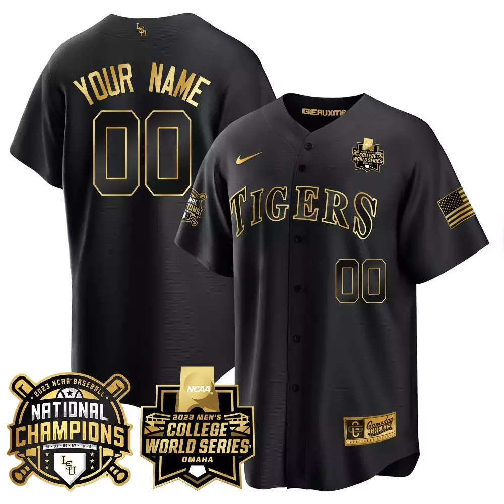 Custom Tigers Jersey Black 2023 College World Series Baseball National Champions