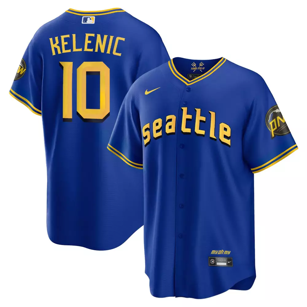 Jarred Kelenic 10 Jersey Royal Blue Seattle Mariners My Oh Men Yellow Cool All Stitched
