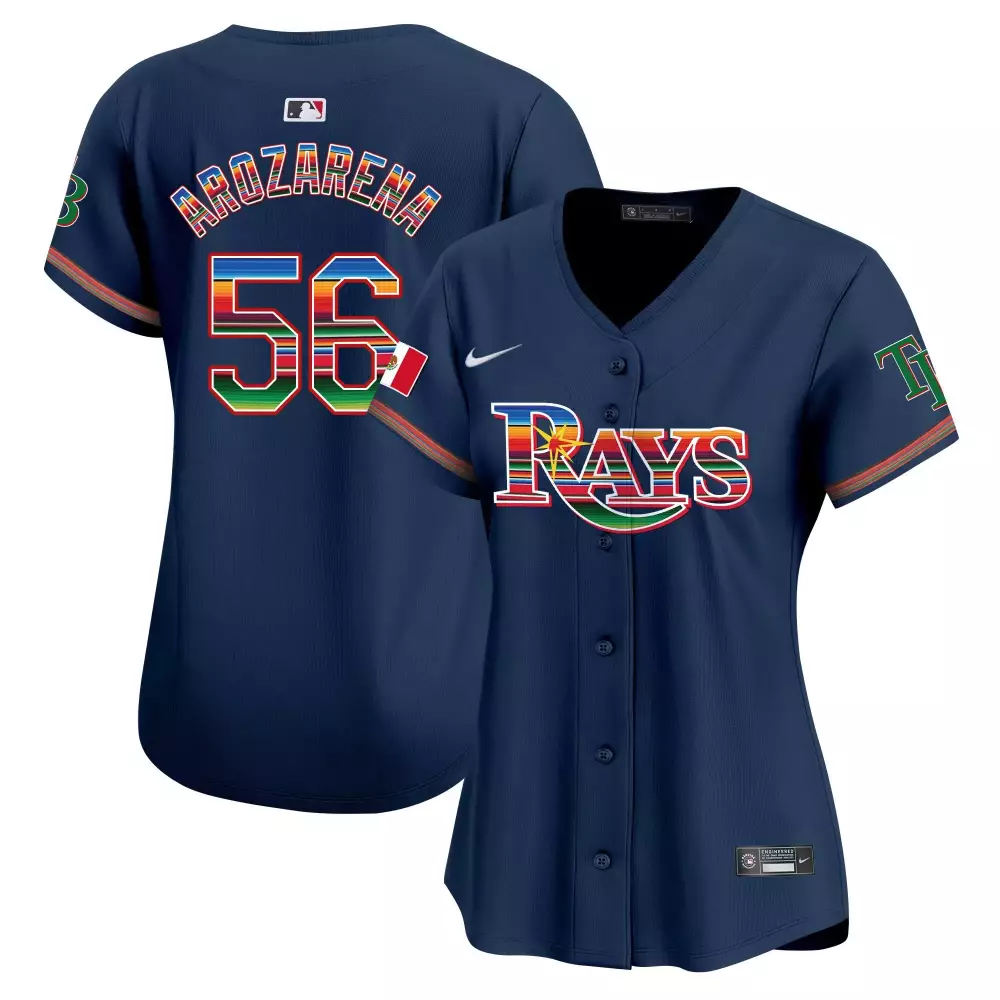 Randy Arozarena 56 Rays Jersey Navy Blue Men Split Custom Design Green Red Yellow