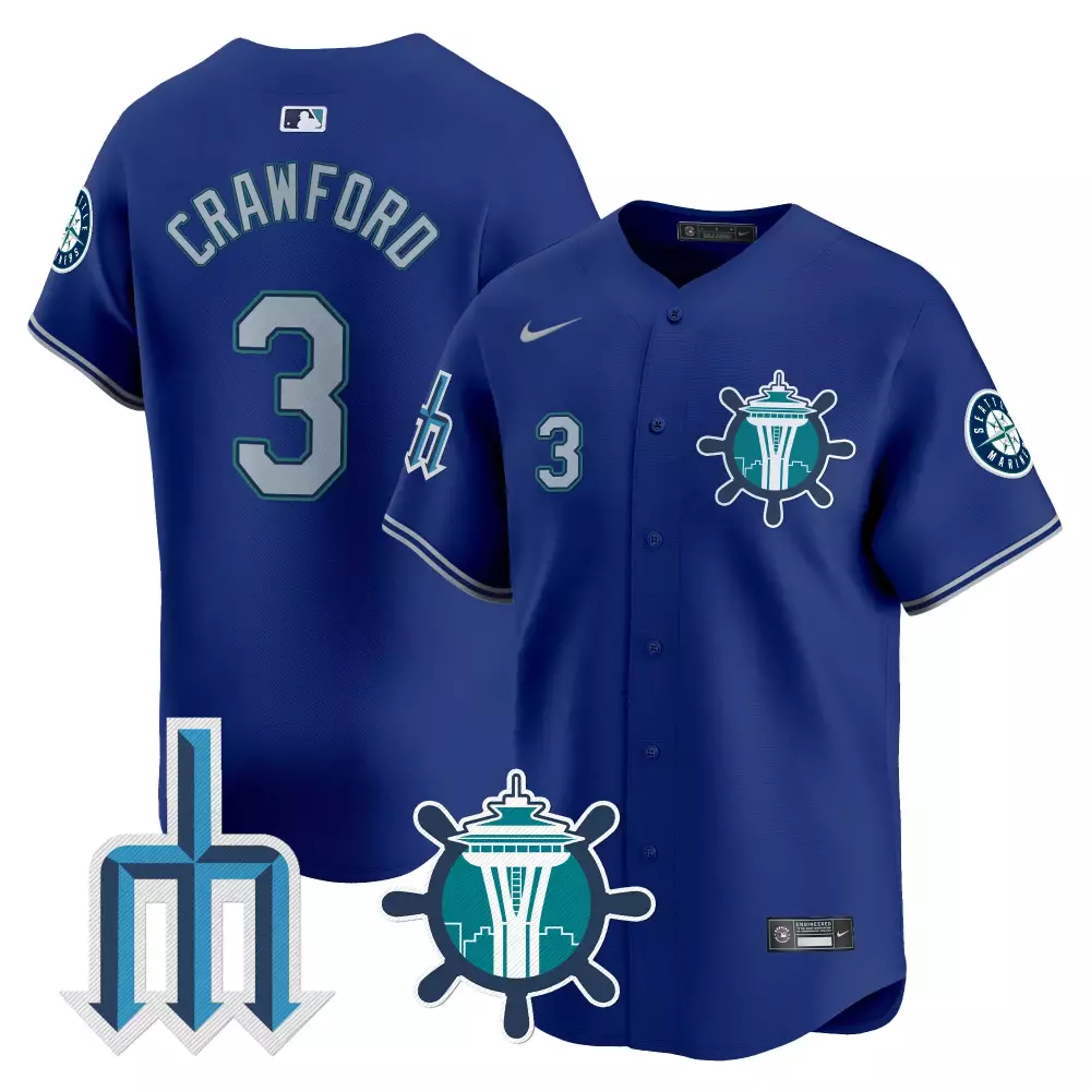 J.p. Crawford 3 Seattle Mariners Jersey Blue Men Grey Teal Vapor Premier Limited