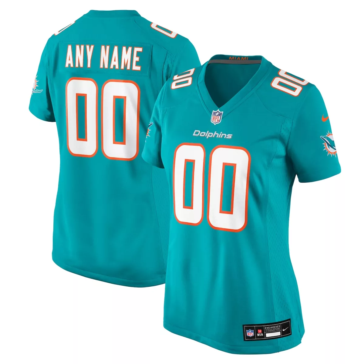 Dolphins Jersey Teal Official Orange White Custom Game