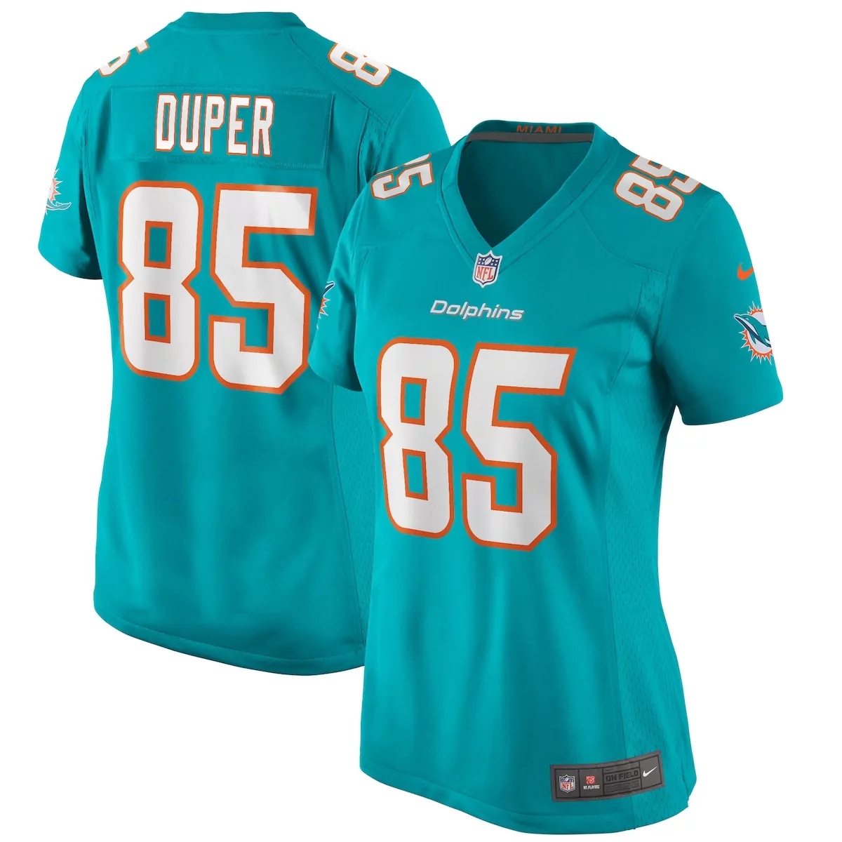 Mark Duper 85 Dolphins Jersey Aqua Women Player Orange White Game Retired