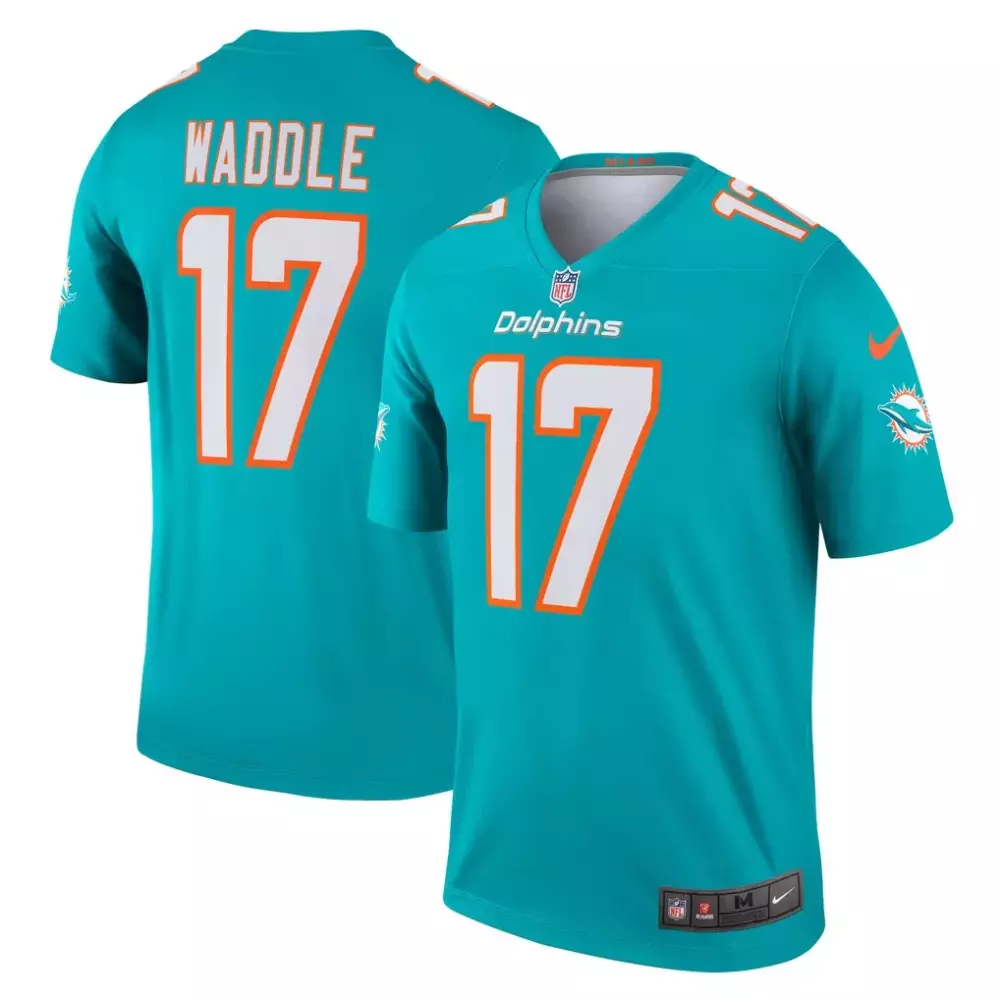 Jaylen Waddle 17 Dolphins Jersey Aqua Men Replica White Orange