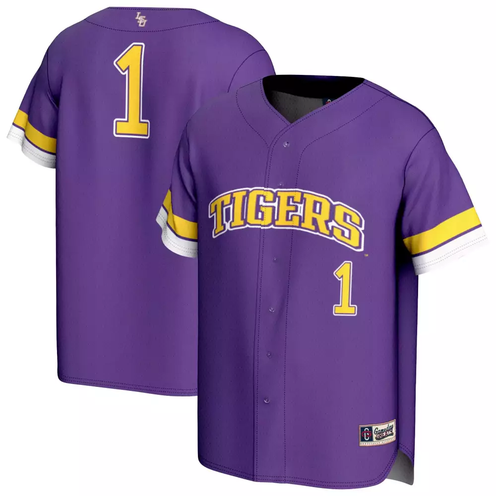 Tigers 1 Jersey Purple Yellow White All Stitched Vapor