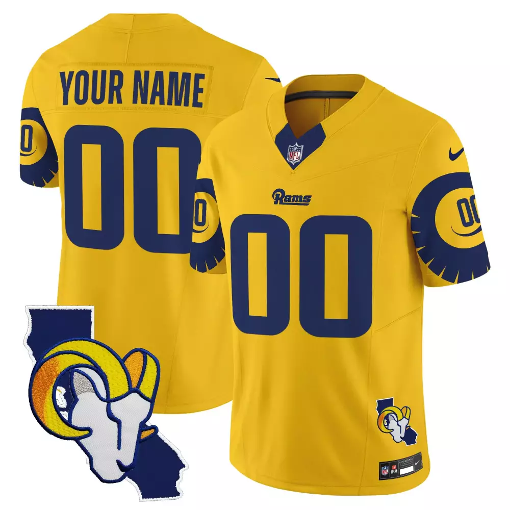 Custom Rams Jersey Yellow Men Blue Vapor Limited v2 All Stitched
