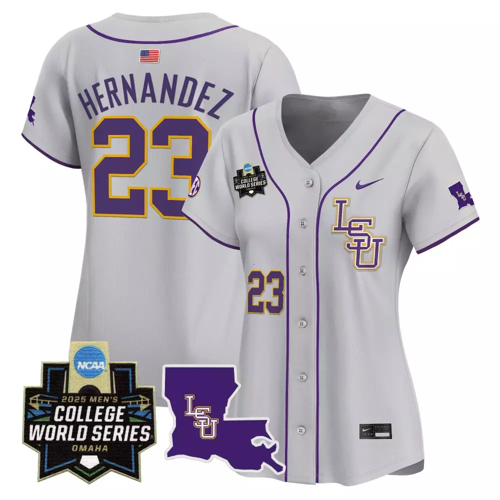 Hernandez College 23 Lsu Jersey White 2025 Men's World Series Louisiana Outline Women