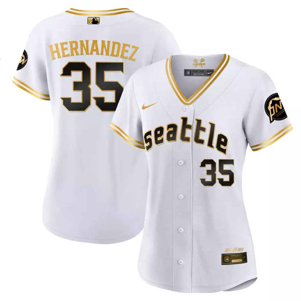 Teoscar Hernandez 35 Jersey White City Connect Seattle Mariners Women Black Gold