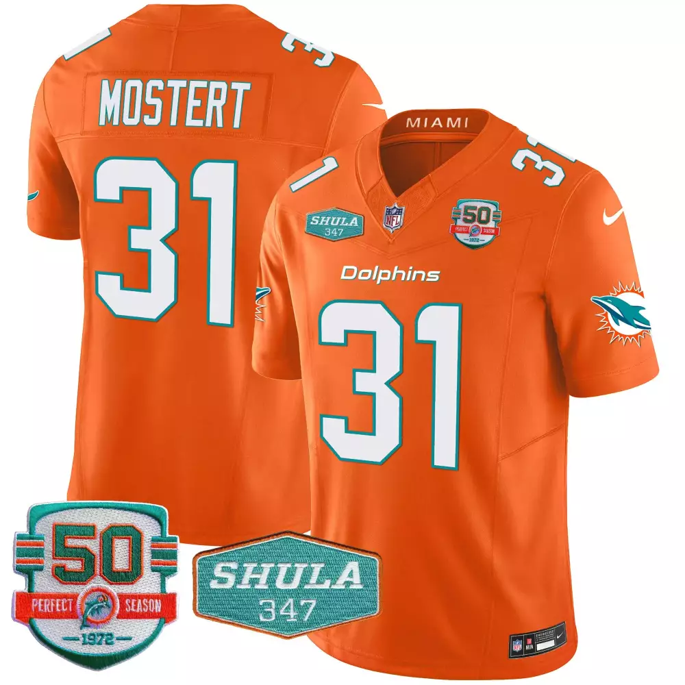 Raheem Mostert 31 Miami Dolphins Jersey Orange 50th Anniversary 50 Perfect Season 1972 Shula 347