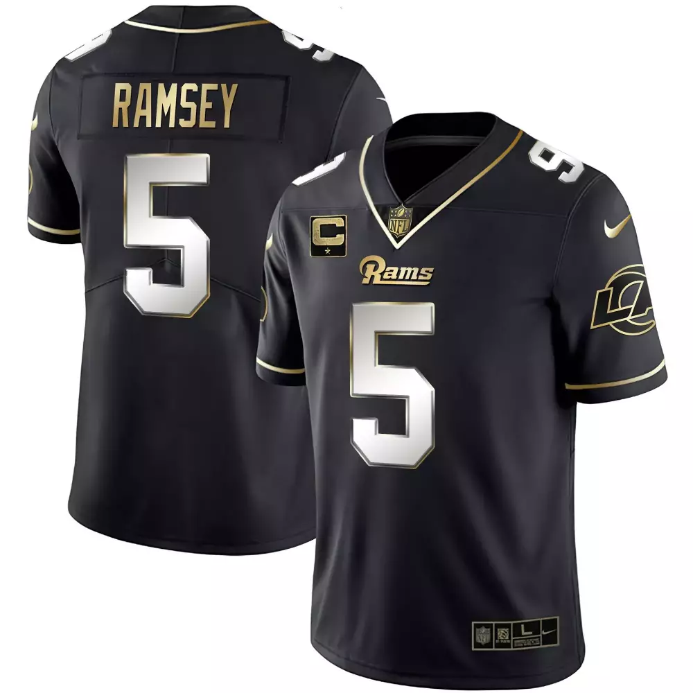 Jalen Ramsey 5 Rams Jersey Black Men Gold White Limited All Stitched
