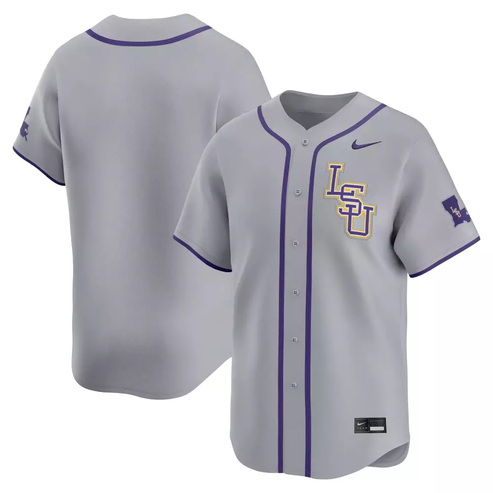 Custom Lsu Jersey Grey Purple Gold All Stitched Vapor