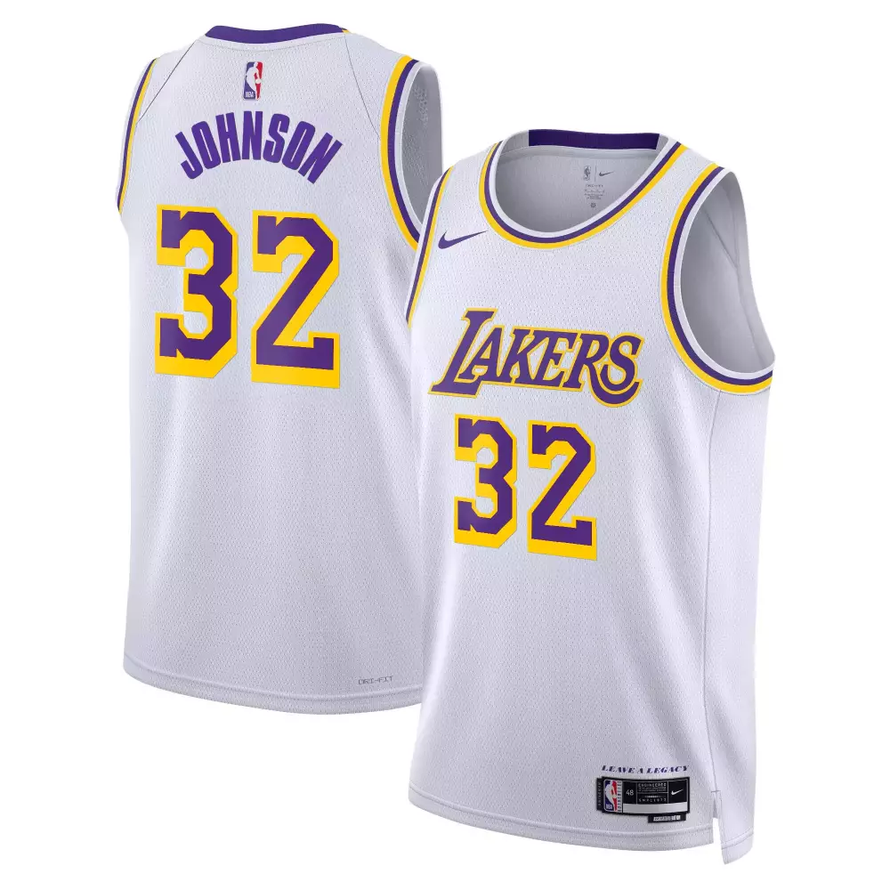 Johnson 32 Lakers Jersey White Men Standard Purple Yellow Swingman All Stitched