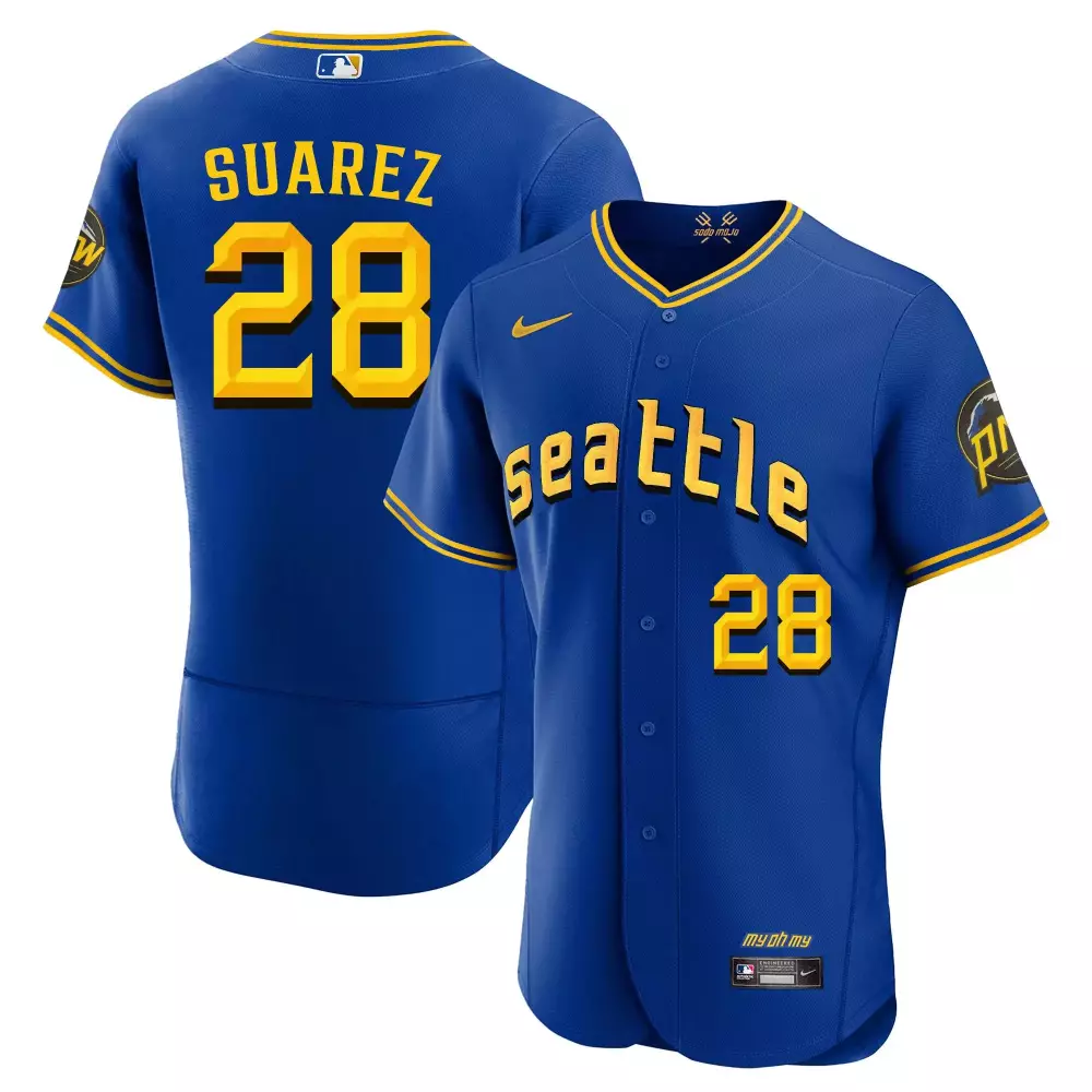 Eugenio Suarez 28 Jersey Blue City Connect Seattle Mariners Sodo Mojo Men Split Design