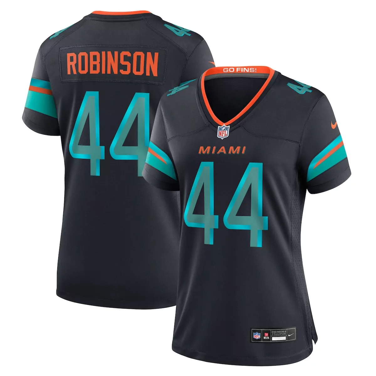 Chop Robinson 44 Miami Dolphins Jersey Black Men Replica Alternate Teal Orange Collection
