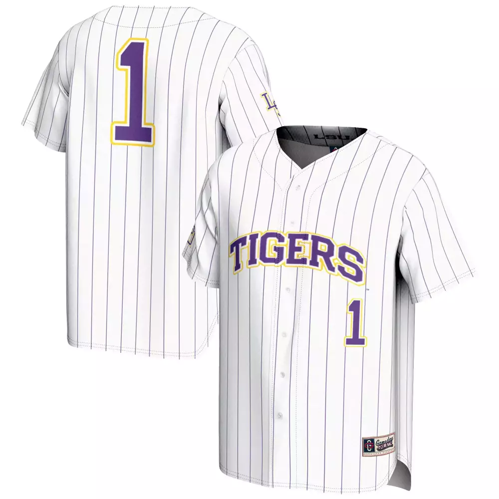 Custom Lsu Tigers 1 Jersey White Men Purple Gold All Stitched Vapor