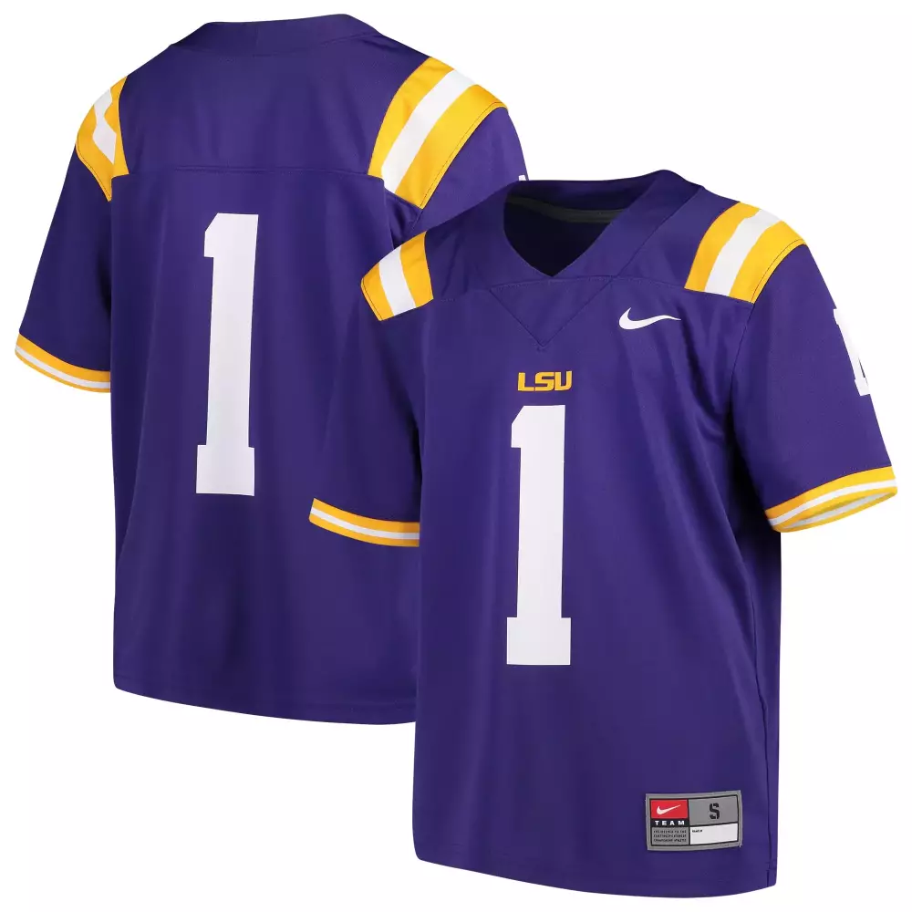 Custom Lsu 1 Jersey Purple White Yellow All Stitched Vapor