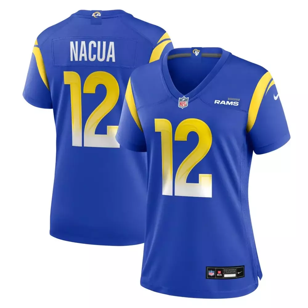 Puka Nacua 12 Rams Jersey Royal Blue Men On-field Yellow White Game