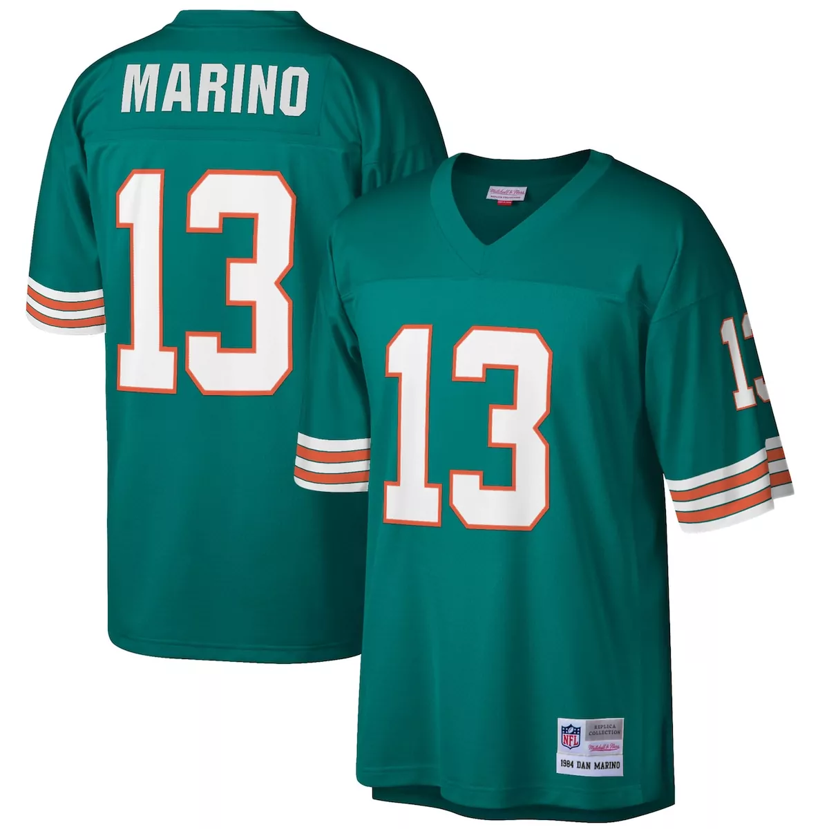 Dan Marino 13 Miami Dolphins Jersey Teal 1984 Replica Men Orange White Retired