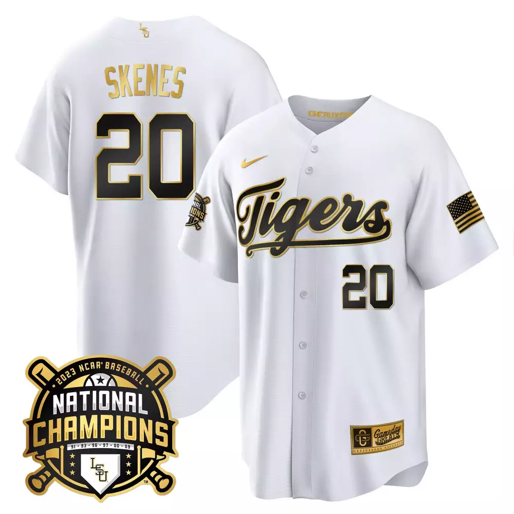 Paul Skenes 20 Lsu Tigers Jersey White 2023 Baseball National Champions Men Black