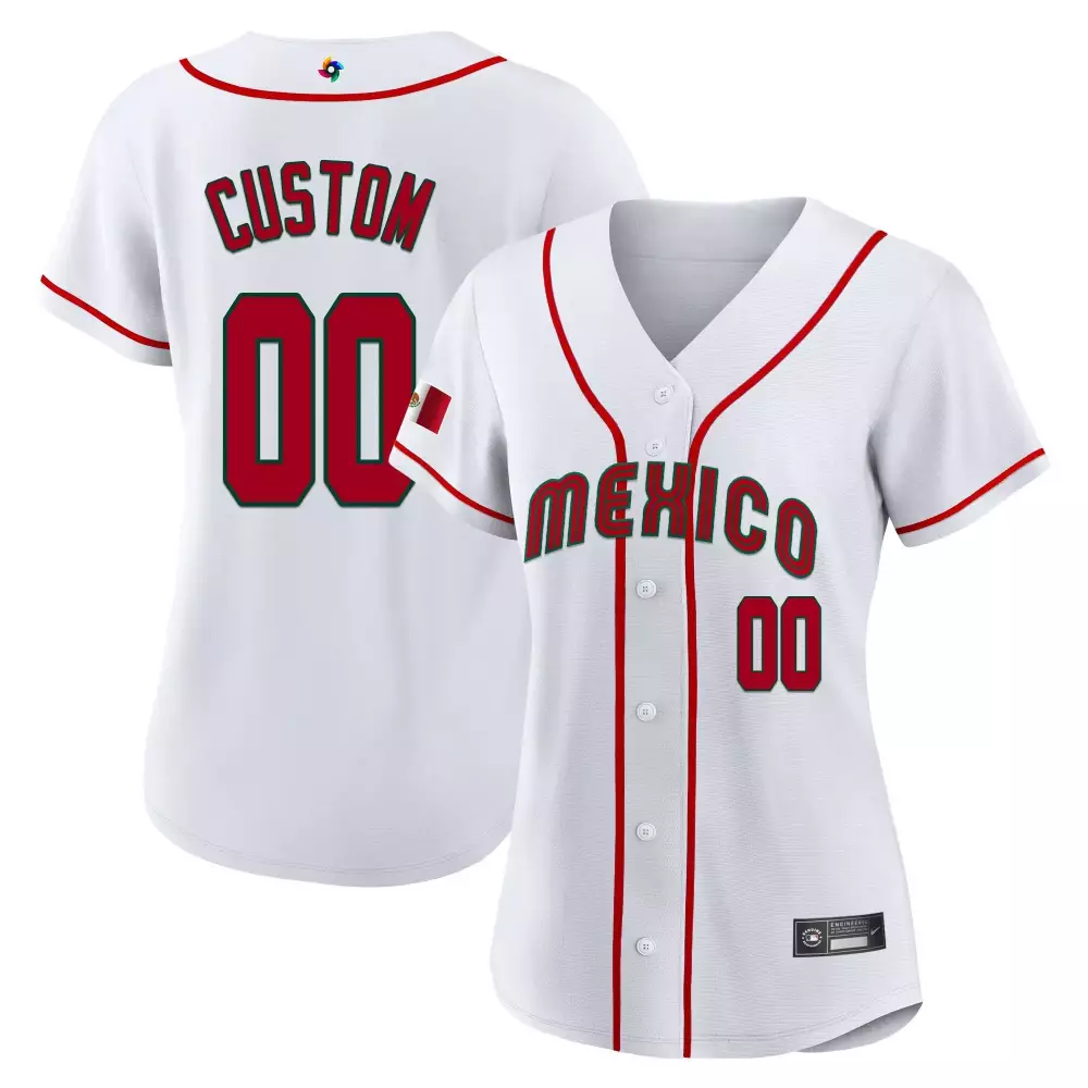 Custom Mexico Jersey White Red Green All Stitched Vapor