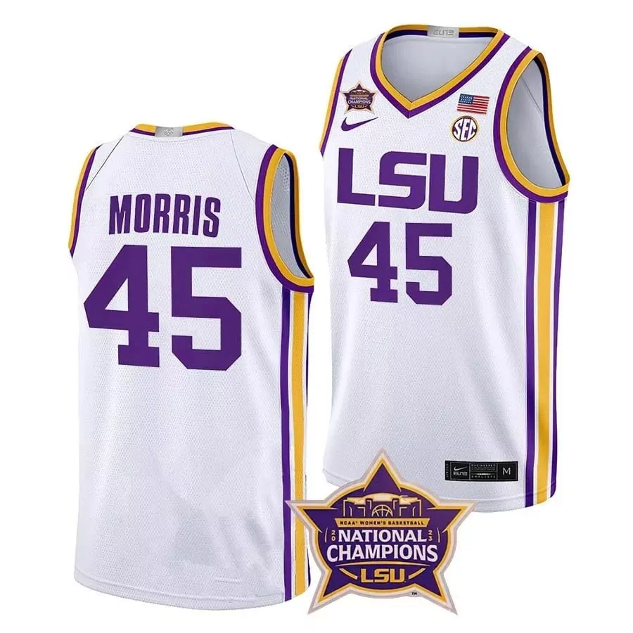 Alexis Morris 45 Lsu Jersey White Ncaa National Champions Women Purple Gold All Stitched