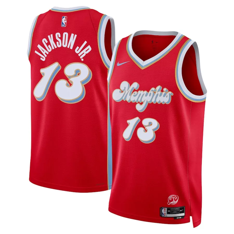 Jaren Jackson 13 Jersey Red City Edition Memphis Grizzlies 75th Anniversary Men Light Blue