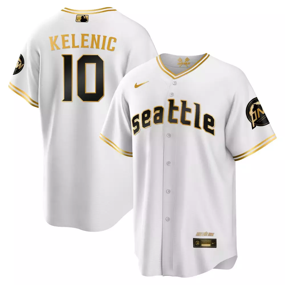 Jarred Kelenic 10 Jersey White City Connect Seattle Mariners Men Alternate Gold Black