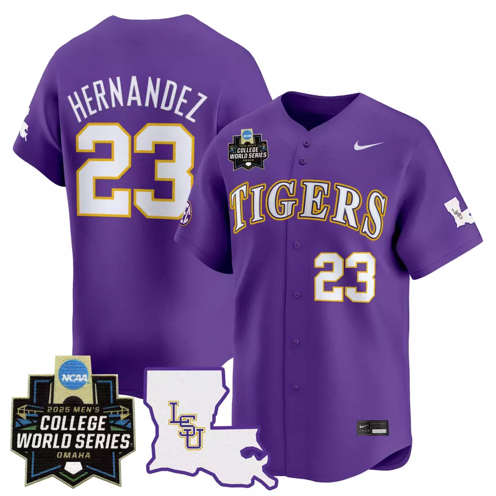 Hernandez College 23 Tigers Jersey Purple 2025 Men's World Series Men White Gold