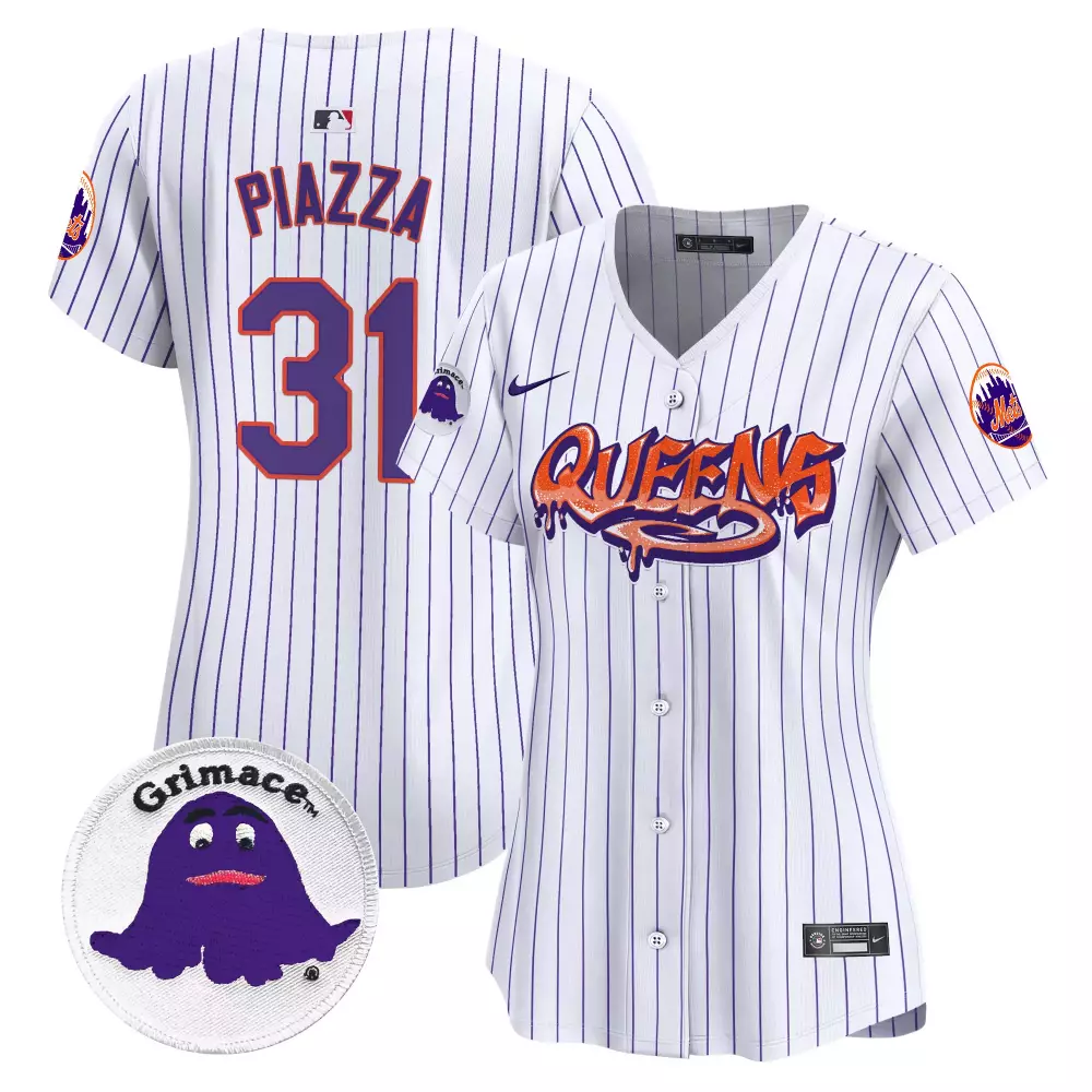 Mike Piazza 31 New York Mets Jersey White Grimace 2023 Women Alternate Blue Orange