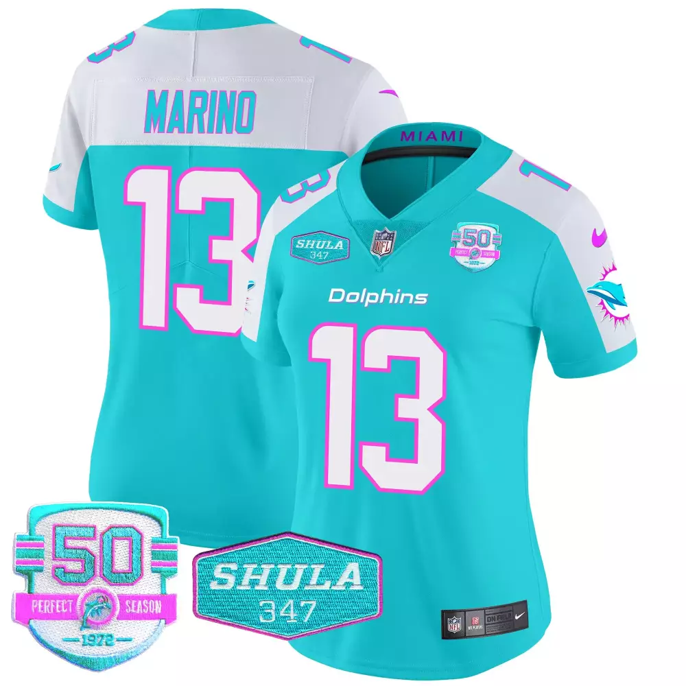 Dan Marino 13 Dolphins Jersey Aqua 50th Perfect Season 1972 Shula 347 2023 Men Alternate