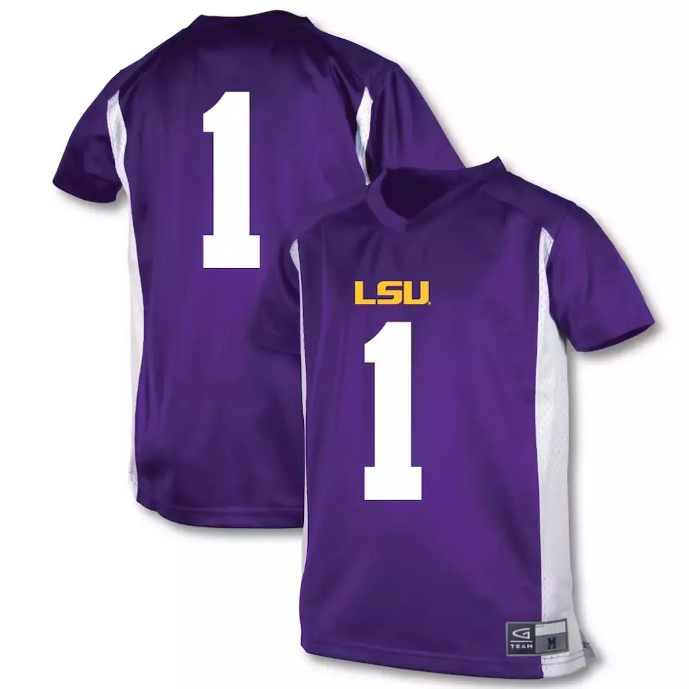 Custom Lsu 1 Jersey Purple White