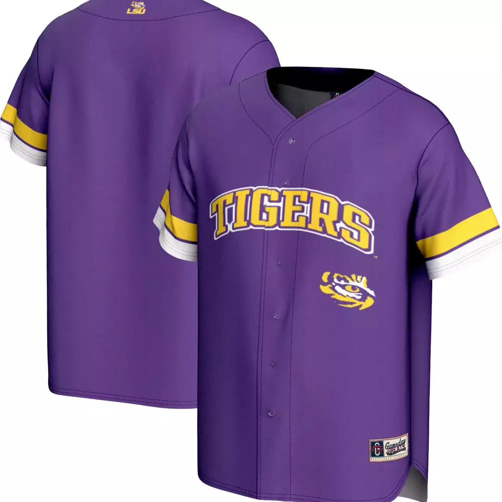 Lsu Jersey Purple Yellow White All Stitched Vapor