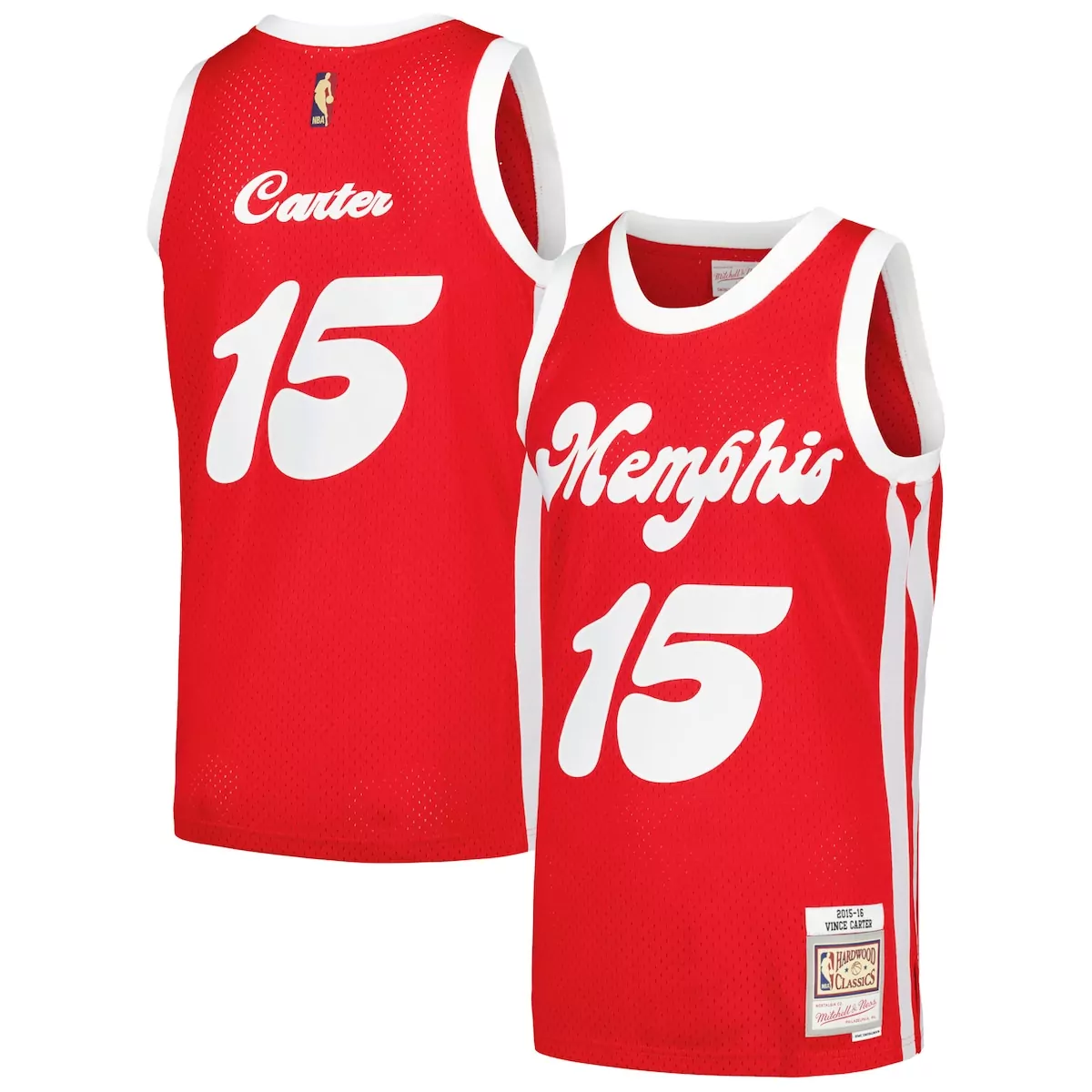 Vince Carter 15 Memphis Grizzlies Jersey Red 2015-16 Mitchell Ness Hardwood Classics
