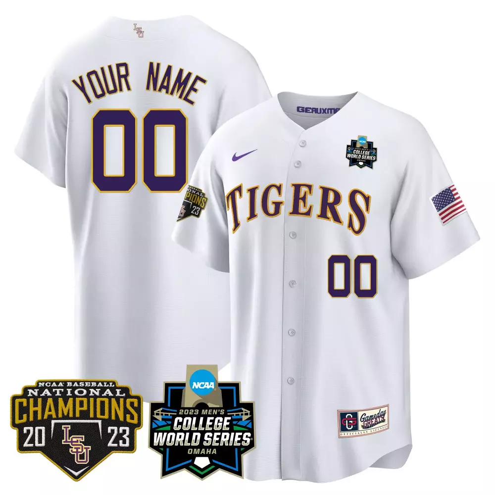 Custom Lsu Tigers Jersey White College World Series 2023 Baseball National Champions