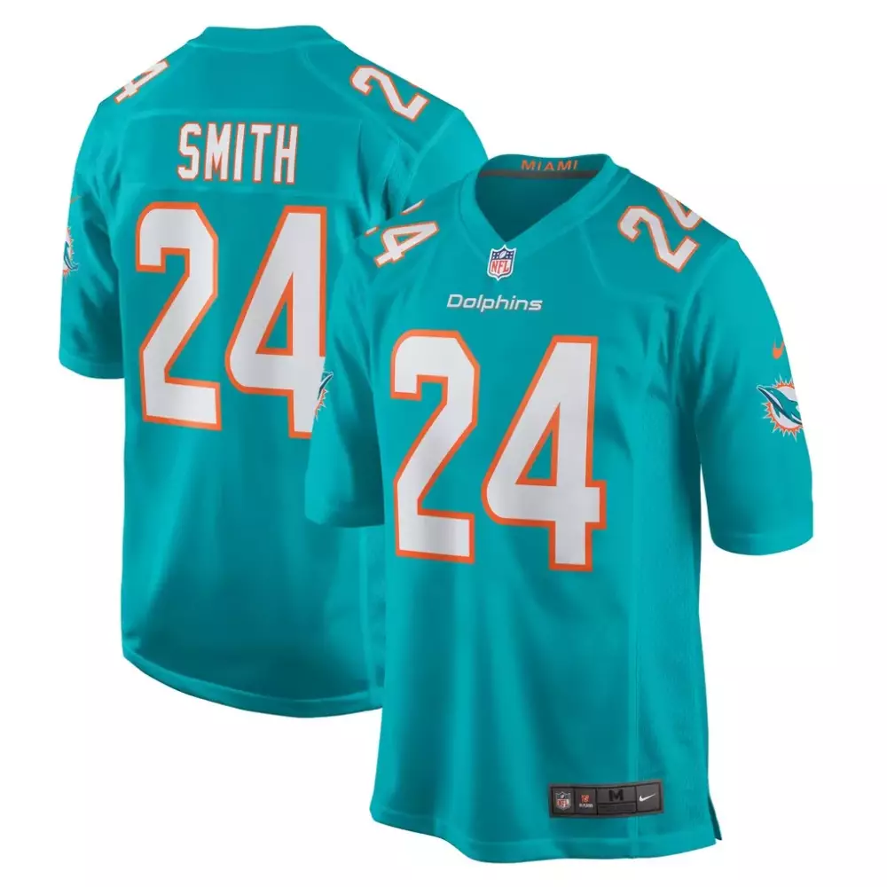 Kion Smith 24 Miami Dolphins Jersey Aqua Men Orange White Game