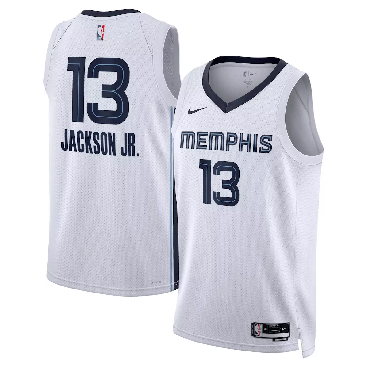Jaren Jackson 13 Jersey White Memphis Grizzlies Men Navy Light Blue Unisex