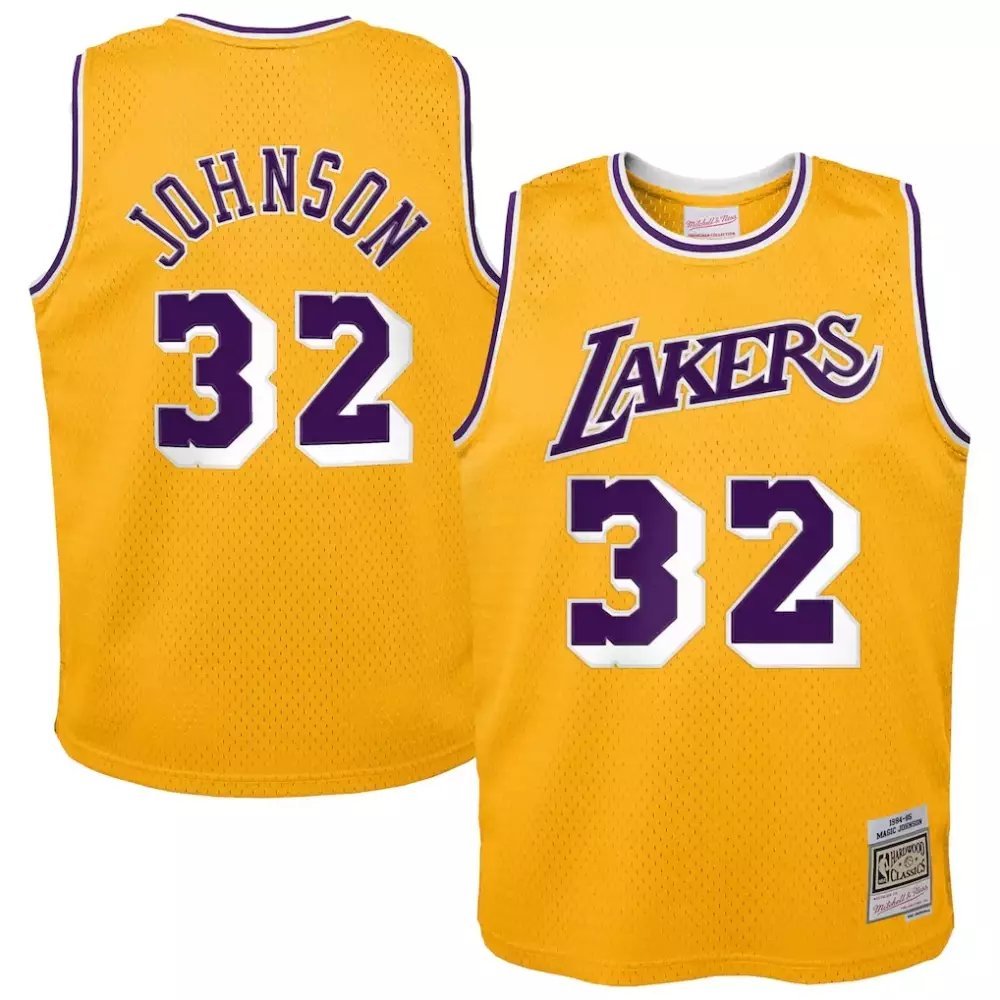 Johnson 32 Lakers Jersey Yellow Magic Mitchell Ness Hardwood Classics Men Replica