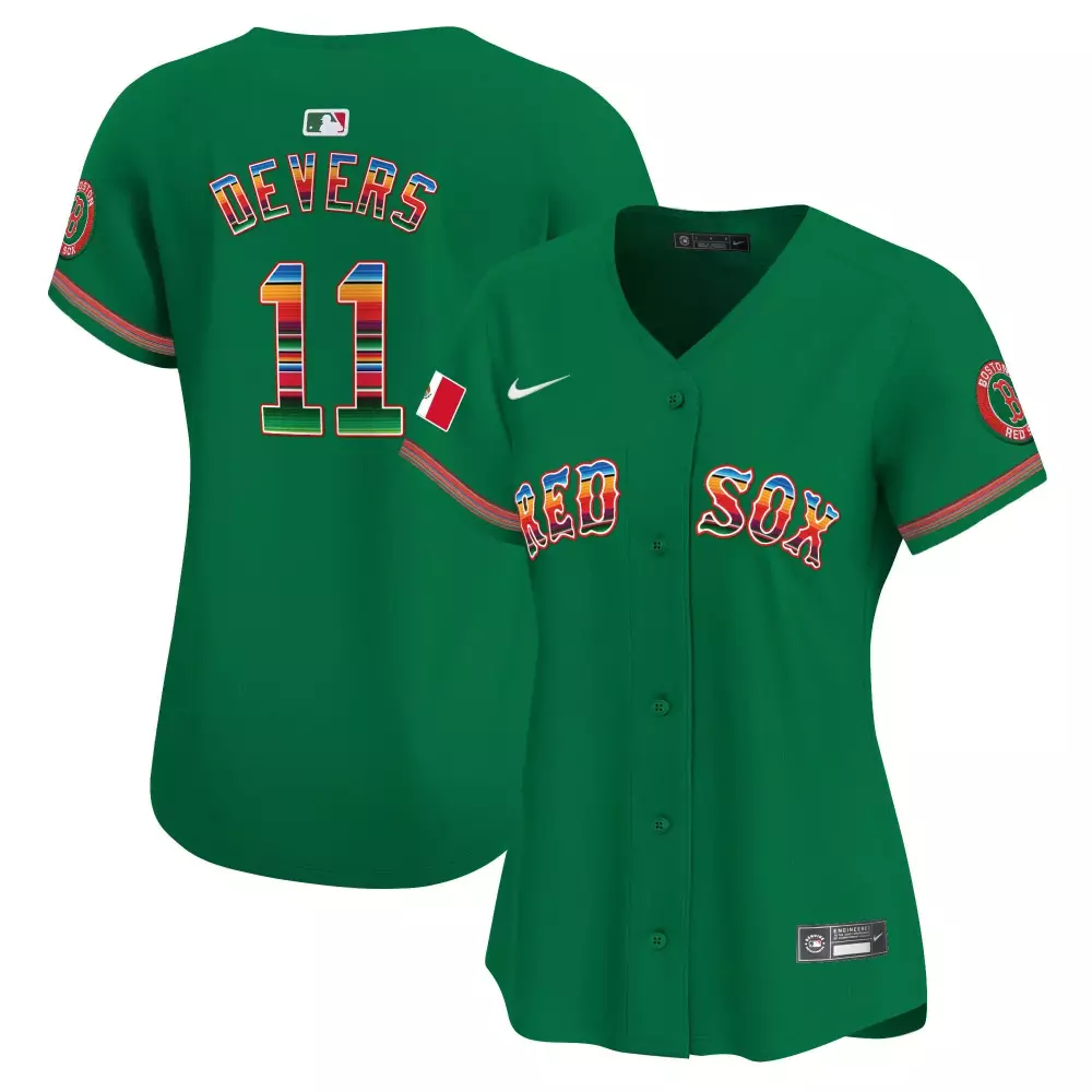 Rafael Devers 11 Boston Red Sox Jersey Green Mexico Flag Men MLB Alternate Custom Design